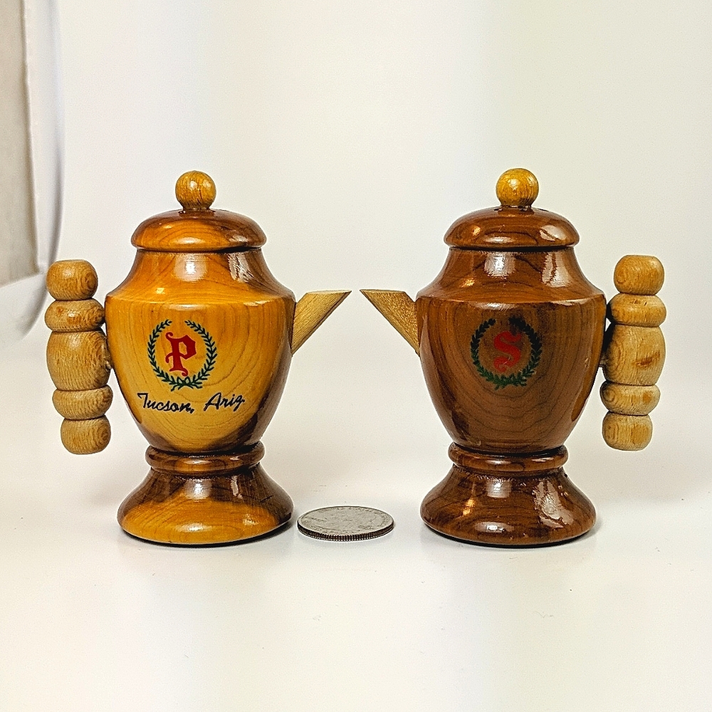 Vintage Wooden Souvenir Salt & Pepper Shakers